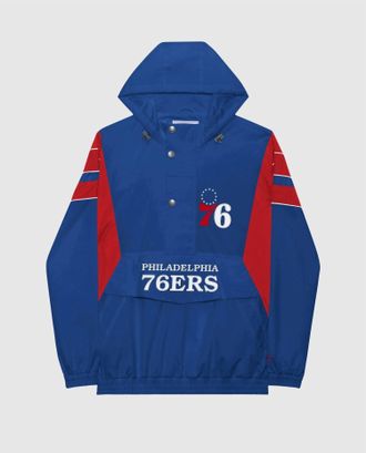 Starter Mens Philadelphia 76Ers Home Team Half-Zip Jacket In Blue