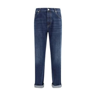 Brunello Cucinelli Cotton Straight-Leg Jeans - Blue