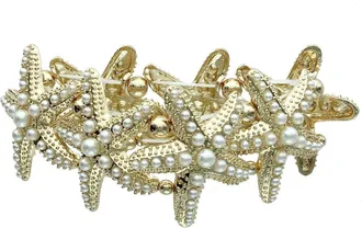 Olivia Welles Island Star Stretch Bracelet in Gold /White at Nordstrom Rack