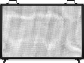 Best Choice Products 38x27in Single Panel Fireplace Screen Handcrafted Steel Mesh Spark Guard w/ Handles