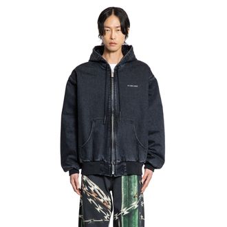 44 Label Group Padded Zip-Up denim Jacket