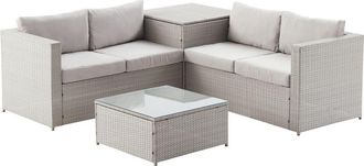 Concept Usine Conjunto de jardín de resina trenzada 4 plazas con caja integrada