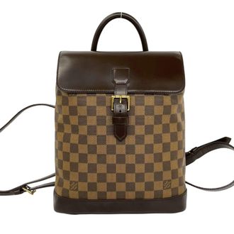 Louis Vuitton Brown Leather Pvc Backpack (Pre-Owned)