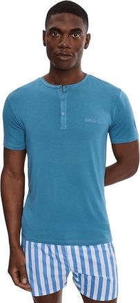 Calvin Klein Underwear Ultra Soft Modal Short Sleeve Henley Mens Jumpsuit & Rompers One Piece Liberty Blue : SM, Elastane/Modal
