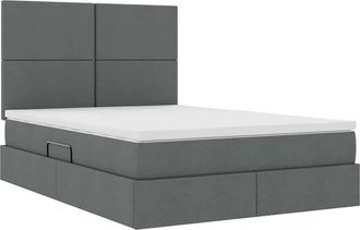 vidaXL Bed with Mattress with Storage Dark Grey 140 x 200 cm Polyester vidaXL