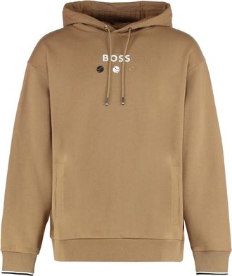 HUGO BOSS Tennis Artwork Hoodie - Heren - Hoodies - Beige - 2XL - Katoen - Hoodies & sweatvesten