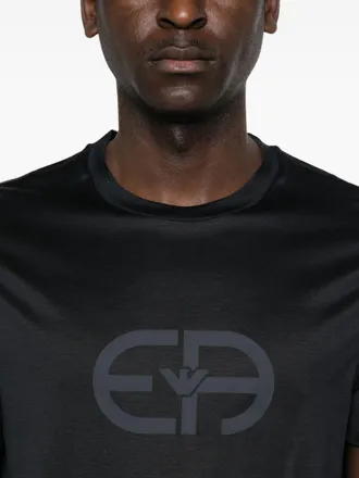 Emporio Armani Logo-Print Cotton T-Shirt - Black