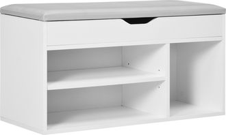 HOMCOM Armario Zapatero Para Almacenamiento Banco De Zapatero Con Asiento Estantes Caj&oacute;n Y Coj&iacute;n Dos Niveles Para Entrada Y Recibidores Moderno Carga Max 120