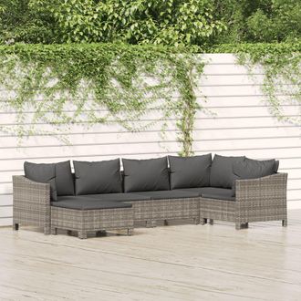 vidaXL Set De Muebles De Jard&iacute;n 6 Pzas Y Cojines Rat&aacute;n Sint&eacute;tico Gris Vidaxl