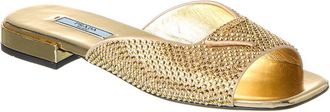 Prada Logo Crystals Satin Sandal