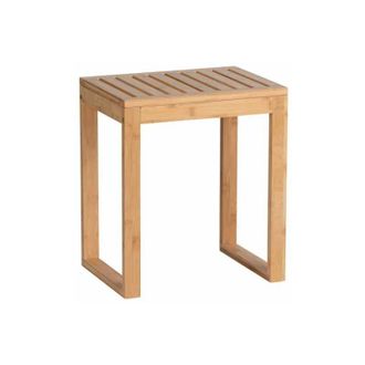 WENKO Sgabello da Bagno in Bamb&ugrave;, sgabello da bagno in legno di bamb&ugrave;, 40x30x46 cm, Marrone