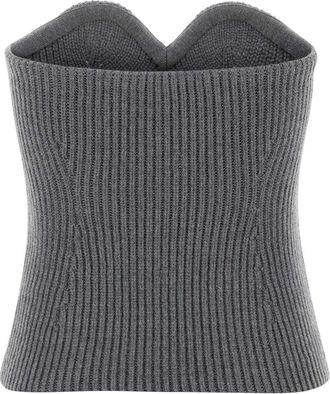 Jil Sander Womens Grey Wool Blend Bodice Basalt Maglie Sweater