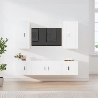 Berkfield Home 5 Piece TV Cabinet Set White Engineered Wood