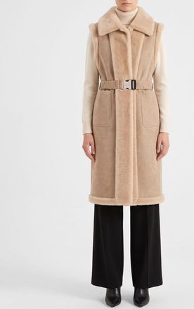 Liu Jo Long Faux Fur Robe Gilet with Belt