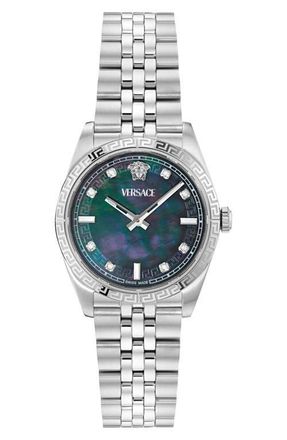 Versace Millenyium Mother-of-Pearl Bracelet Watch, 32mm in Stainless Steel at Nordstrom