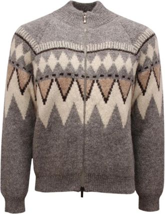 PESERICO Cardigan met volledige ritssluiting van wolmix - Heren - Vesten - Veelkleurig - XL - Wol - Truien & Vesten
