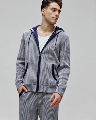 Psycho Bunny Mens Maxton Waffle Full Zip Hoodie 402 EVENING BLUE / XXXL