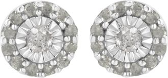 House of Brilliance 925 Sterling Silver 1/2 cttw Miracle-Set Round Diamond Halo Stud Earrings
