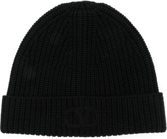 Valentino Garavani VLogo Signature beanie - men - Virgin Wool - One Size - Black