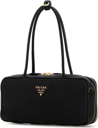 Prada Womens Milano Shoulder Bag Black Calfskin