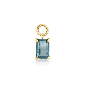 RS Pure by Ross-Simons London Blue Topaz Hoop Charms in 14kt Yellow Gold