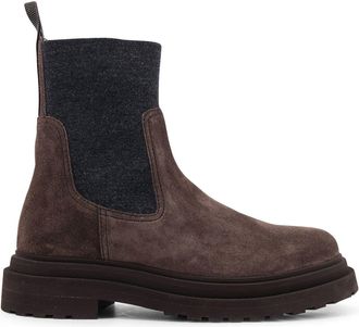 Brunello Cucinelli Suede Ankle Boots With Monili Detail-Donna