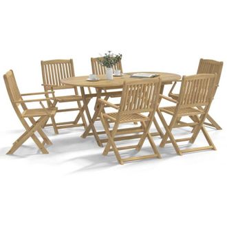 vidaXL Vidaxl - Juego De Comedor Para Jard&iacute;n 7 Piezas Madera Maciza Acacia