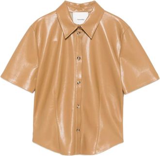Nanushka Camicia Clare a maniche corte con abbottonatura - Toni neutri