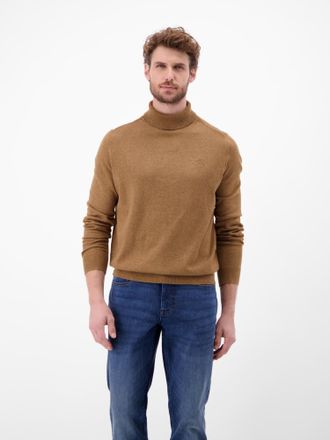 Lerros Rollkragenpullover LERROS LERROS Herren Rollkragen-Strickpullover, Herren, Gr. XXL, light coffee melange, 100% Baumwolle, ohne Ausschnitt, Pullover Ro
