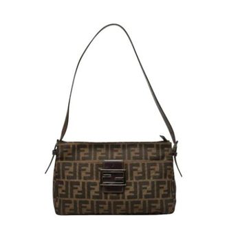 Fendi Pre-owned Shoulder Bags, female, Brown, Size: ONE SIZE Pre-owned Vintage Canvas Shoulder Bag