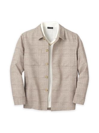 Paul Fredrick Plaid Shirt Jacket in Tan at Nordstrom, Size Xx-Large