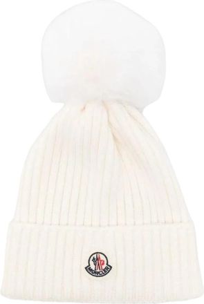 Moncler Gebreide Pom Pom Muts - unisex - Hoeden - Wit - M - Wol - Accessoires