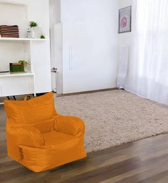 Talamo Italia Dmora Fauteuil Rembourr&eacute; Avec Accoudoirs, Couleur Orange, Dimensions 80 X 80 X 80 Cm