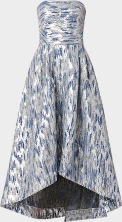 Shoshanna Dia Strapless Sequin Jacquard High-Low Gown