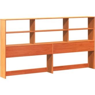 vidaXL Cabecero De Cama Almacenaje Madera Maciza Pino Marr&oacute;n 200 Cm Vidaxl