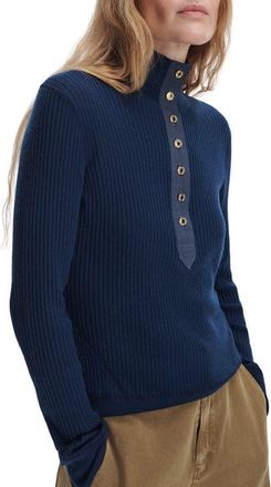 Rag & Bone Lucy Henley Wool Sweater in Navy at Nordstrom, Size Xx-Small