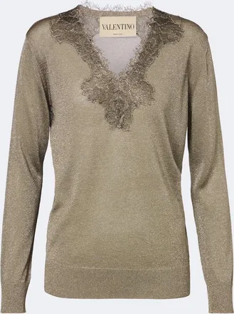 Valentino Pullover con lam&eacute; e pizzo