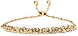 House of Brilliance 18K Yellow Gold Plated Silver 1/4 Ctw Diamond Marquise Shaped Link Bolo Bracelet at Nordstrom