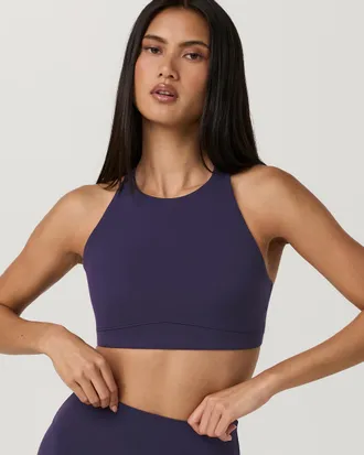 Vuori Clothing AllTheForm High Neck Bra | Velvet Violet | XS, Size Extra Small