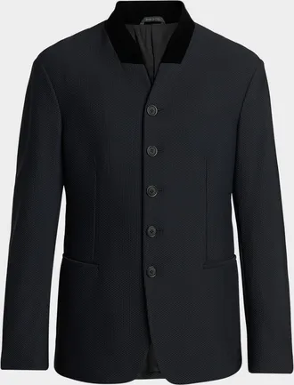 Giorgio Armani Men & apos;s Rice Stitch Stand-Collar Blazer
