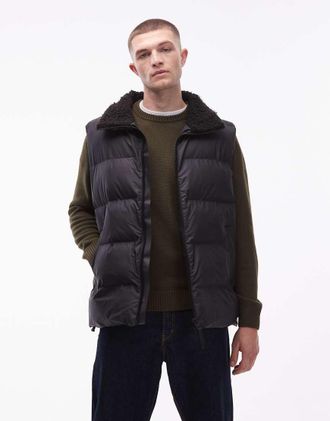 Rains 17220 Alta - Gilet imbottito impermeabile nero con zip e fodera in pile