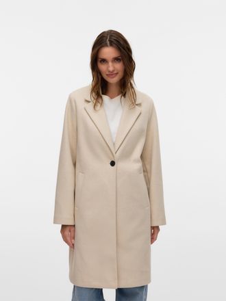 Vero Moda Langmantel VERO MODA VMVINCEMARI COAT GA BOO, Damen, Gr. XXL (44), beige (oatmeal detail:melange), Jersey, Obermaterial: 100% Polyester, meliert, regu