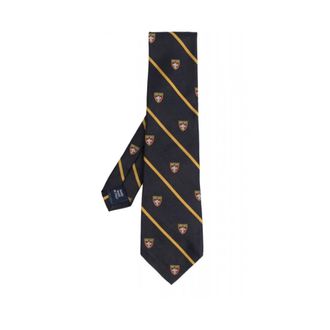 Ralph Lauren Accessoires, Heren, Blauw, ONE Size, Gestreept Zijden Smalle Club Das