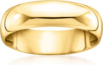 Ross-Simons Mens 6mm 14kt Yellow Gold Wedding Ring