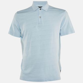 HUGO BOSS Boss By Hugo Boss Blue Linen & Cotton Press 56 Polo T-Shirt