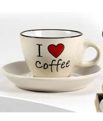 Trade Shop Trade Shop - Juego 6pcs Tazas + Platillo 80ml Caf&eacute; Colores Cl&aacute;sicos Modernos Culo 668715