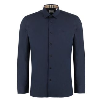 Burberry Casual Shirts, male, Blue, Size: XL Classic Cotton Shirt with Elastane
