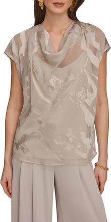 DKNY Mixed Media Cowl Neck in Tuscan Grey at Nordstrom, Size X-Small