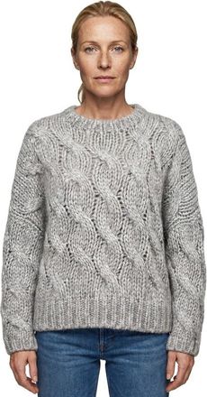 Brunello Cucinelli Light Grey Wool Cable Knit Sweater, Size X-Large