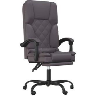 vidaXL Silla De Oficina Reclinable Masaje Cuero Sint&eacute;tico Gris Vidaxl